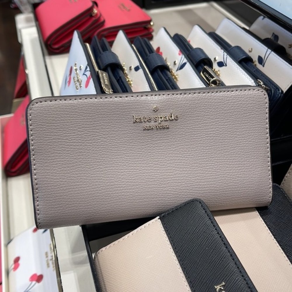 Kate Spade Darcy Large Slim Bifold Wallet Warm Taupe - Picture 1 of 16